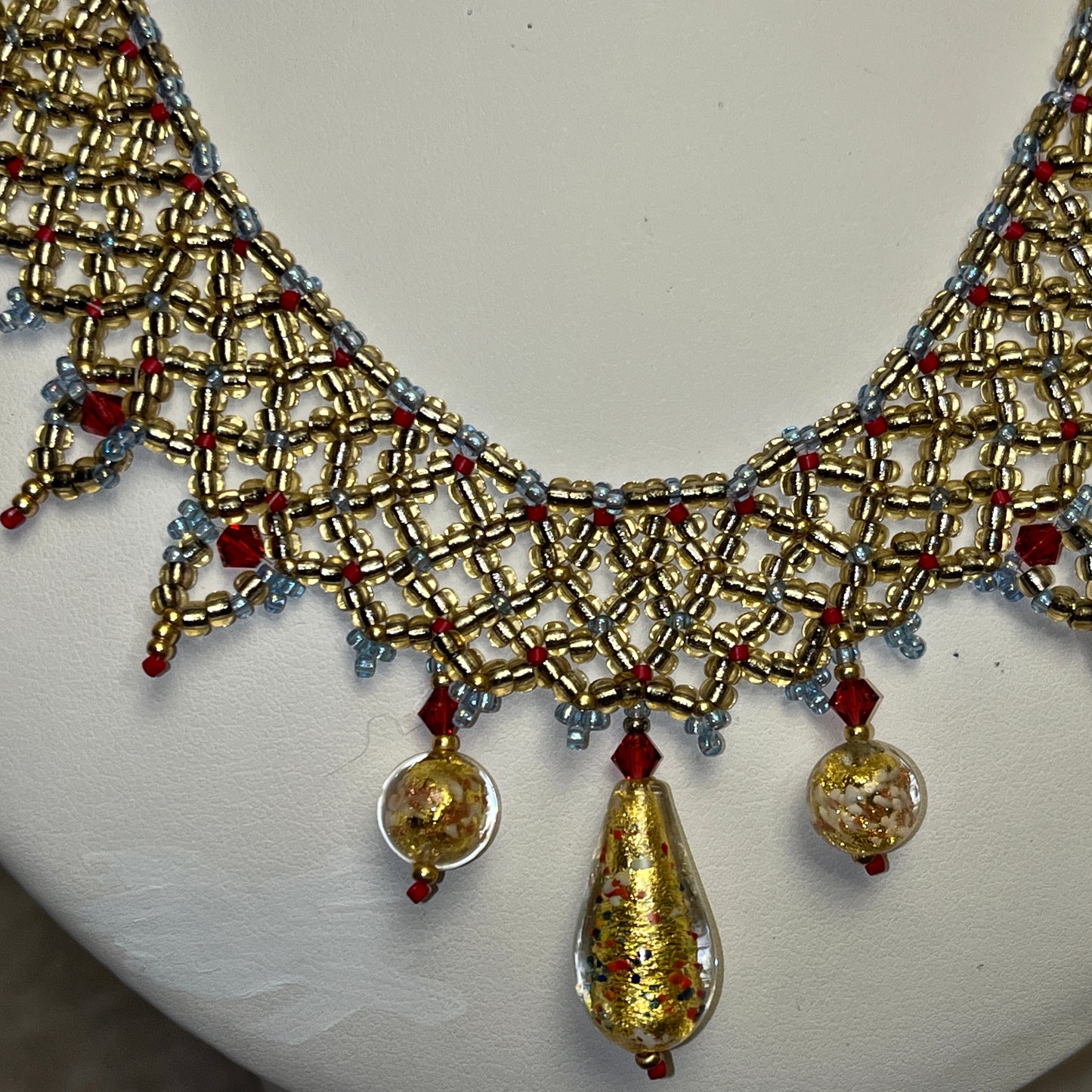 Inspired by Klimt collar with Swarovski crystals and Murano Glass