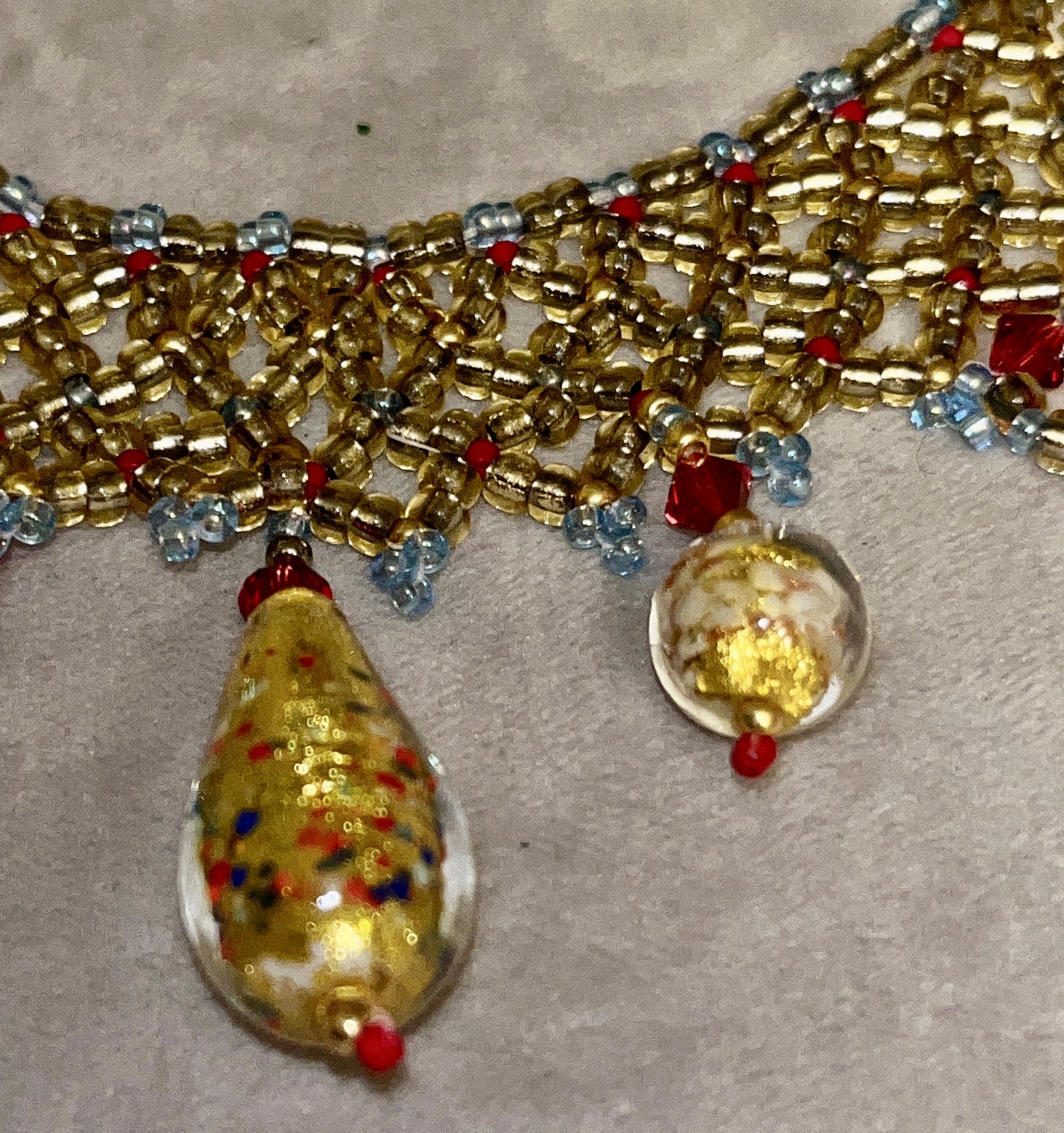 Inspired by Klimt collar with Swarovski crystals and Murano Glass