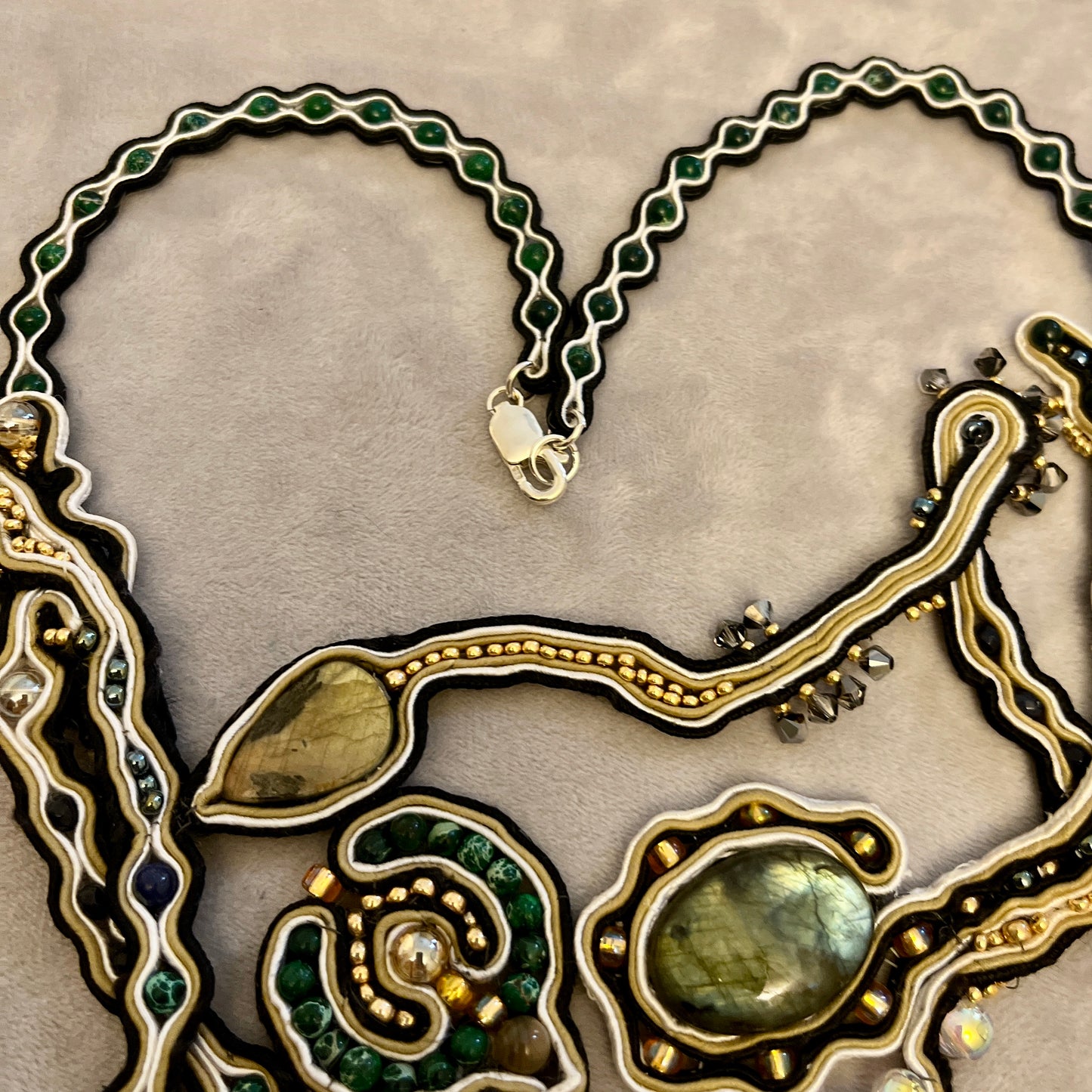'Sea Creatures' a Soutache and Gemstone necklace