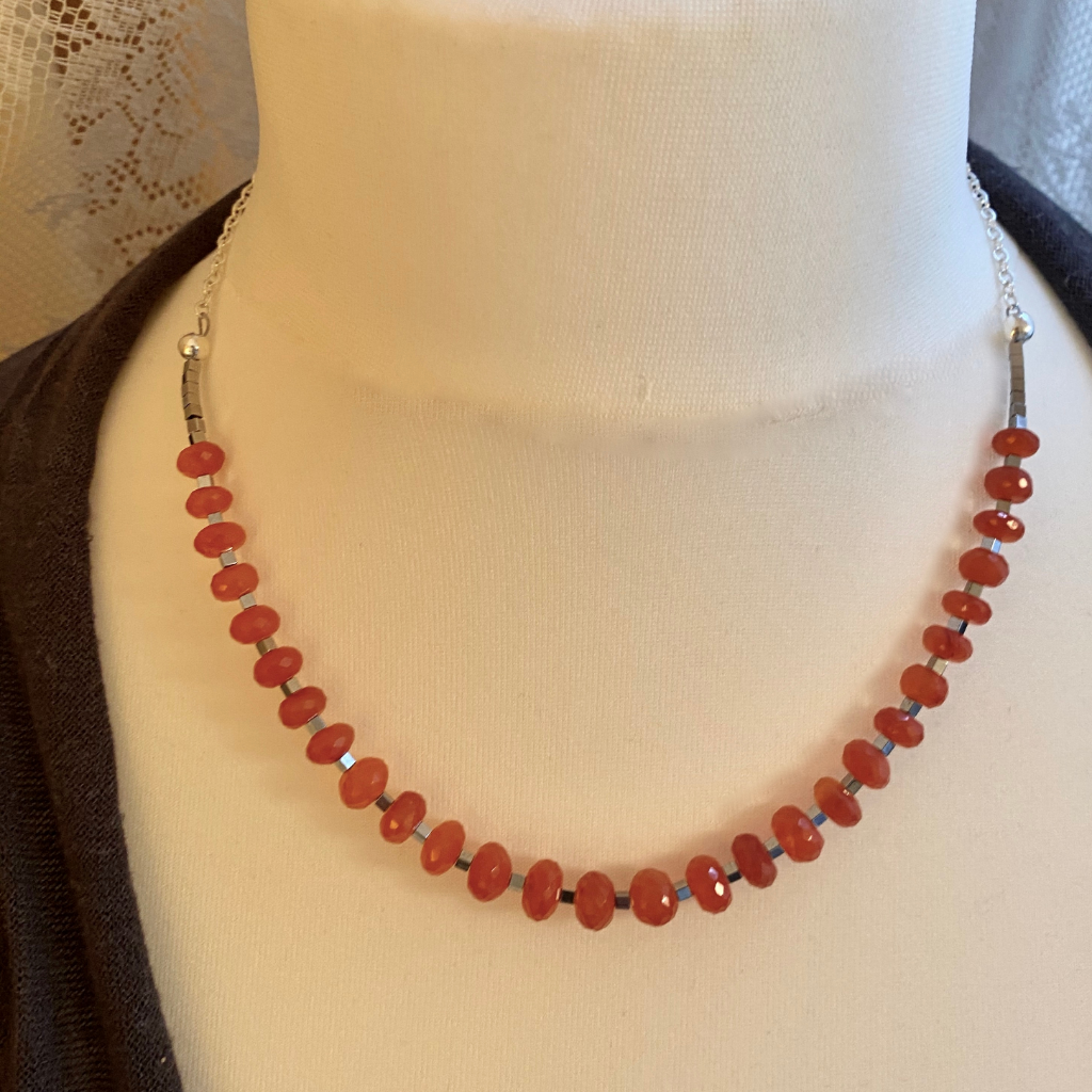 Carnelian and hematite necklace.